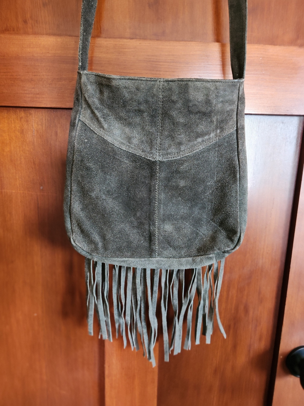 Vintage Fringe Suede Crossbody Bag in Brown - Picture 3 of 4